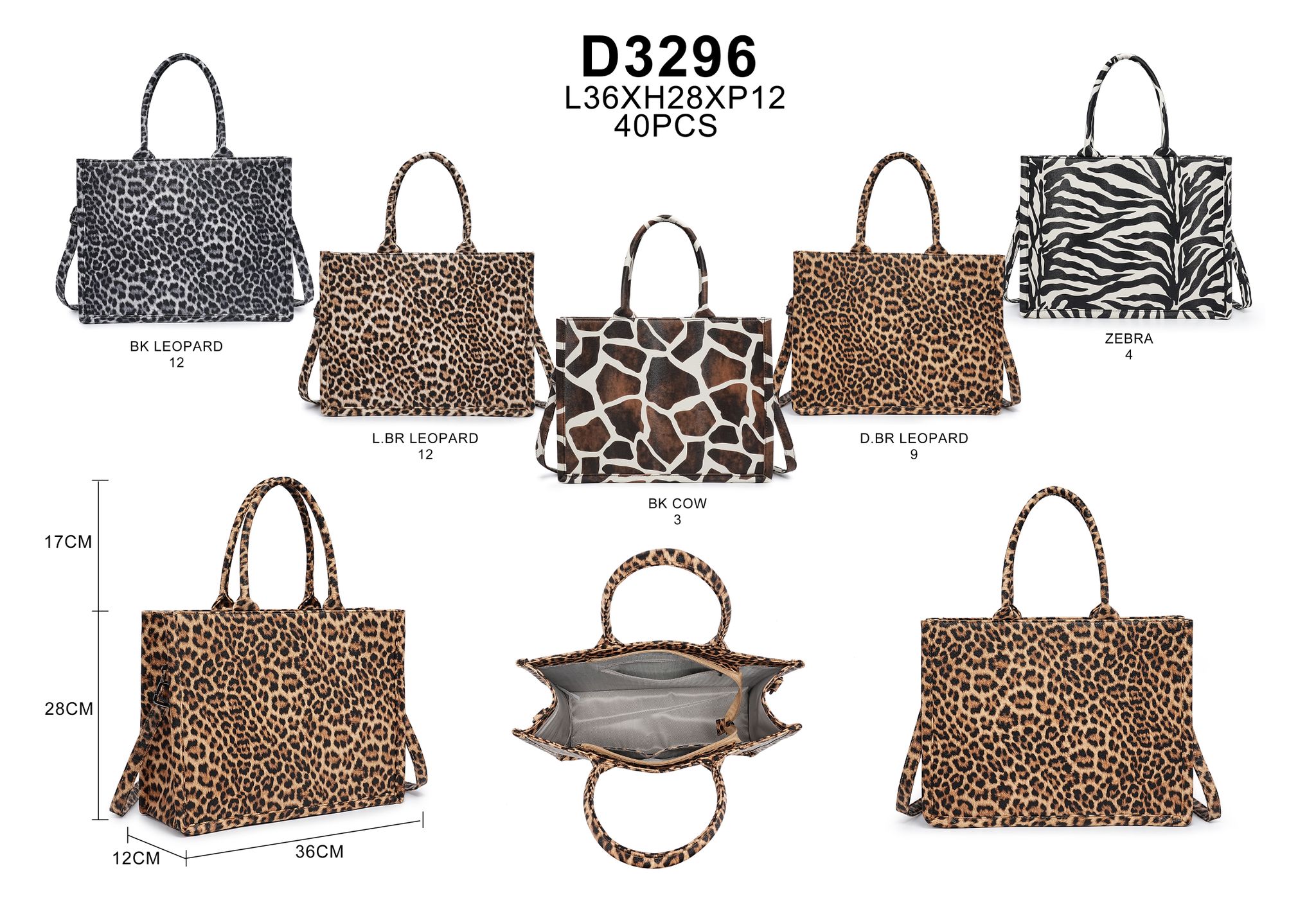 Taske med dyreprint 36x28x12cm - ITJULI25