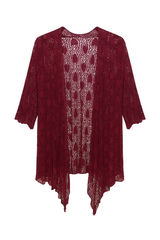 Hullet cardigan med bindebånd