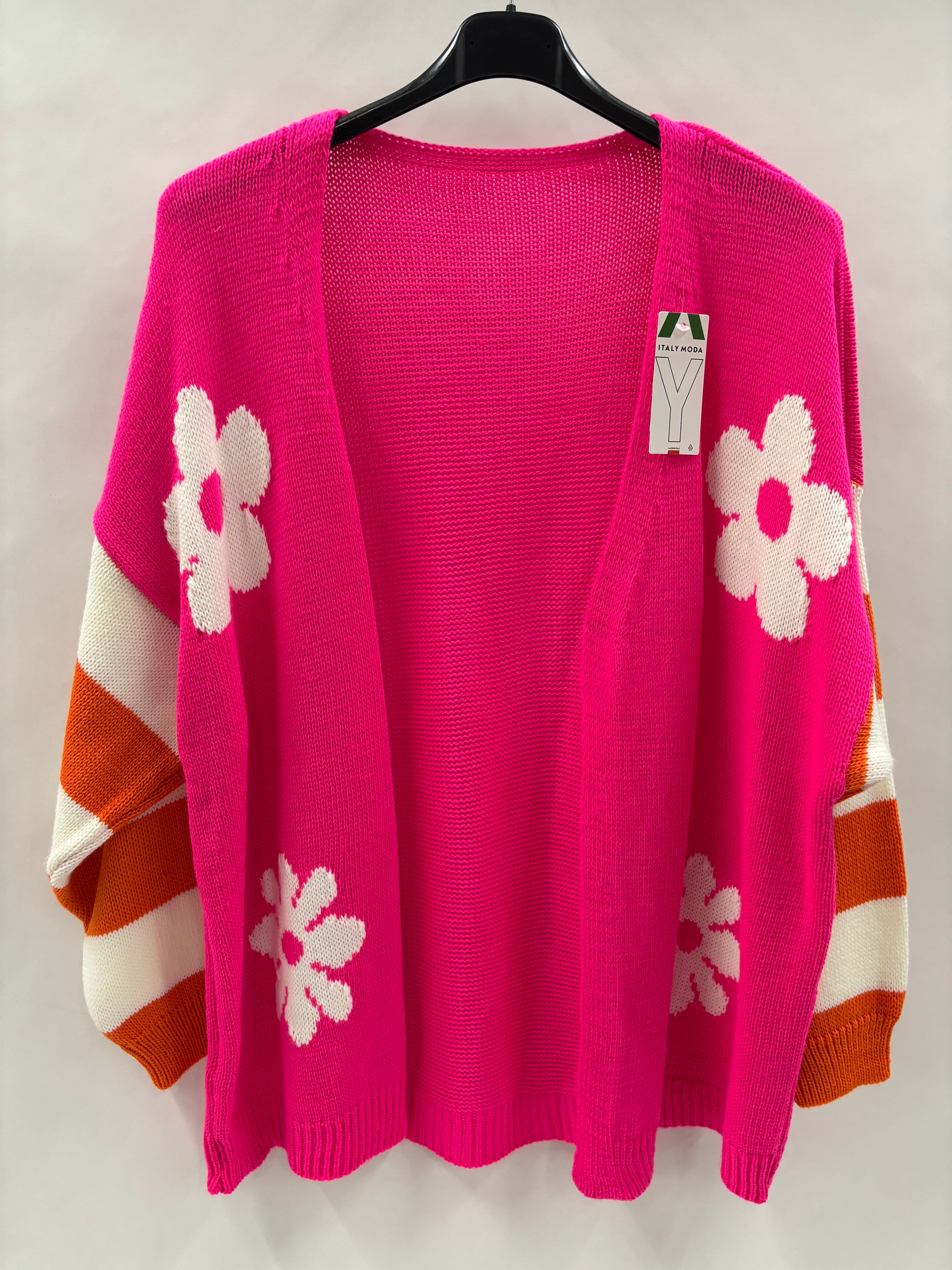 Strikcardigan, Blomster