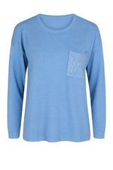 Strikbluse med bling lomme