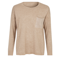 Strikbluse med bling lomme