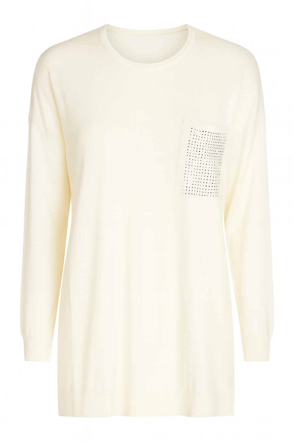 Strikbluse med bling lomme