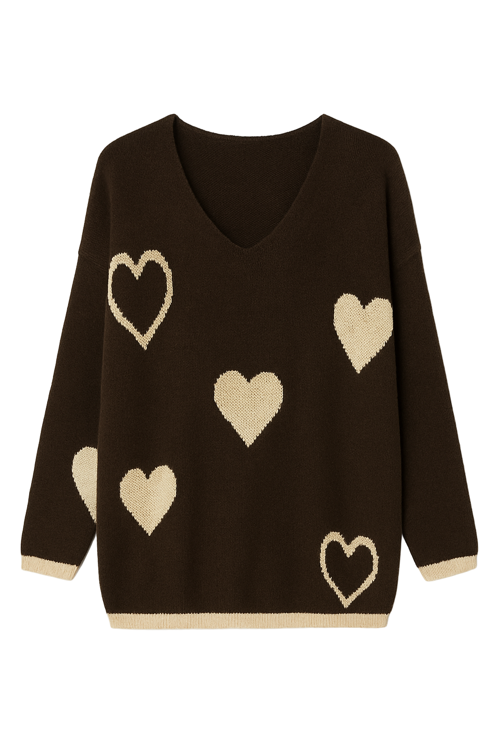 Striktrøje med guld hjerter - Brystmål 140cm