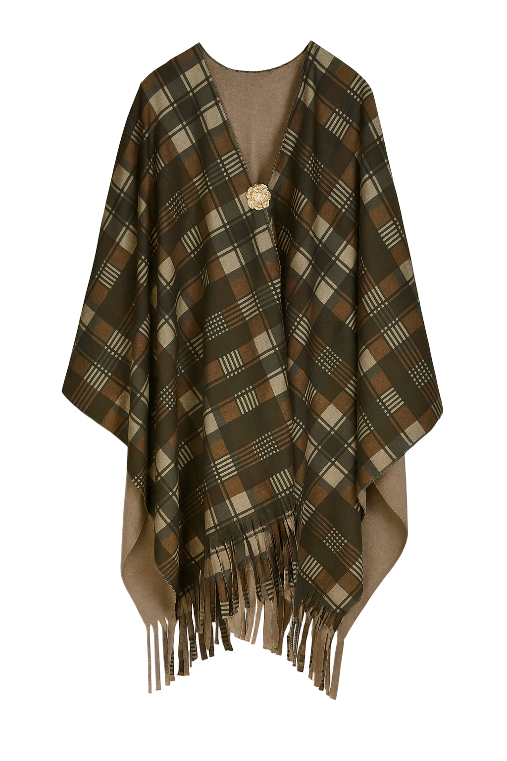 Ternet slag med frynser og guld knap