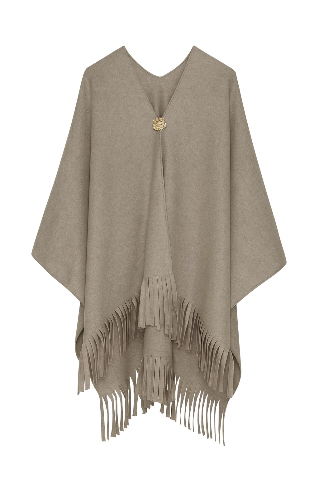 Slag med frynser og guld knap beige