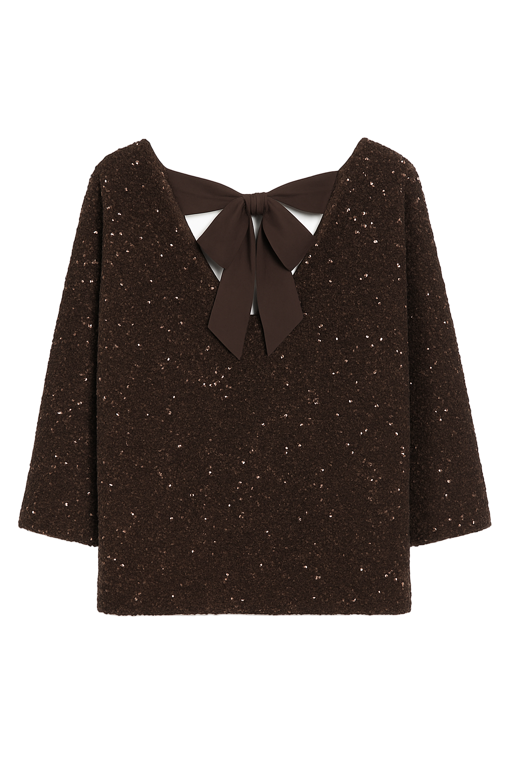 Pailetbluse med sløjfe