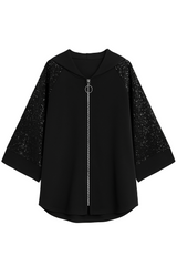 Sweatshirt cardigan med pailletter