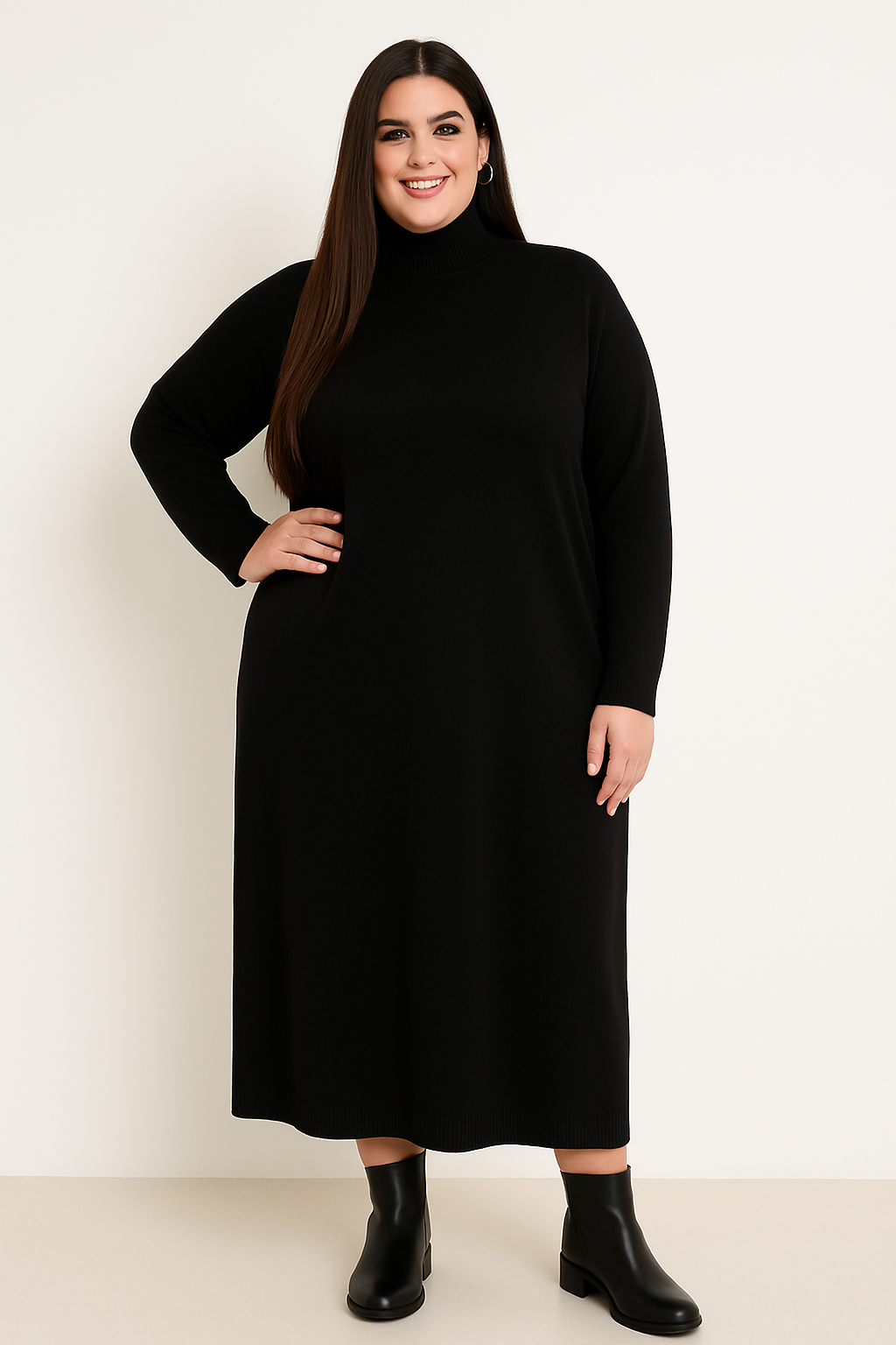 Strik kjole med turtleneck