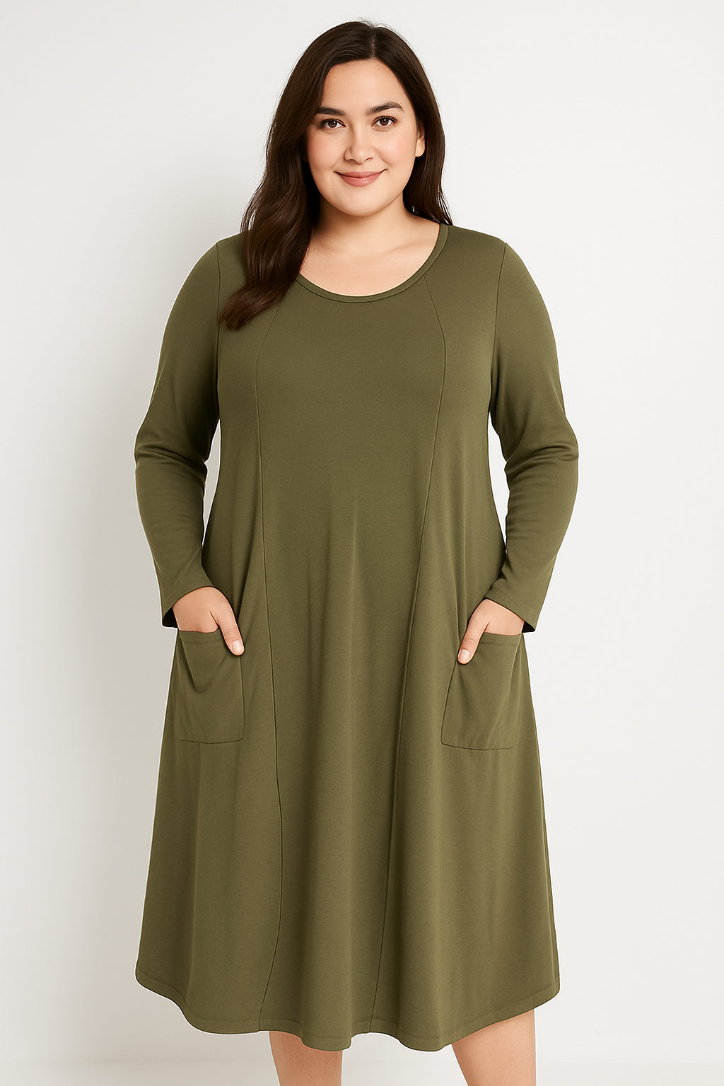 Kjole med store lommer - Brystmål 130cm - Bomuld Elastan