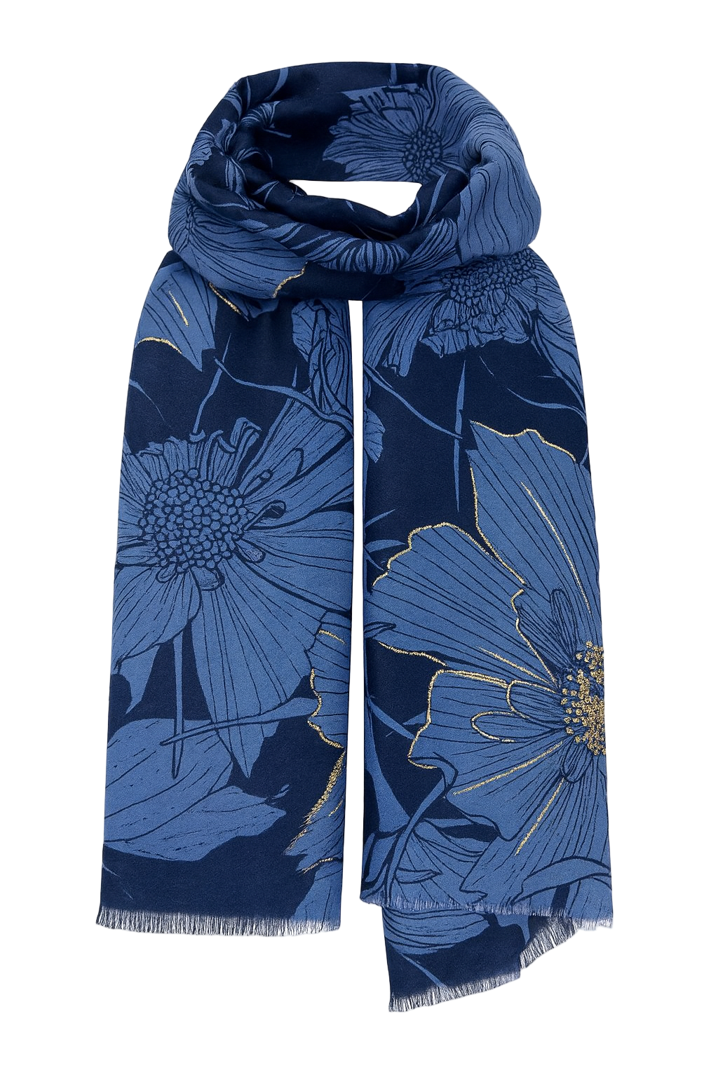 Tørklæde med store blomster og guld - ITJULI25 by Katier