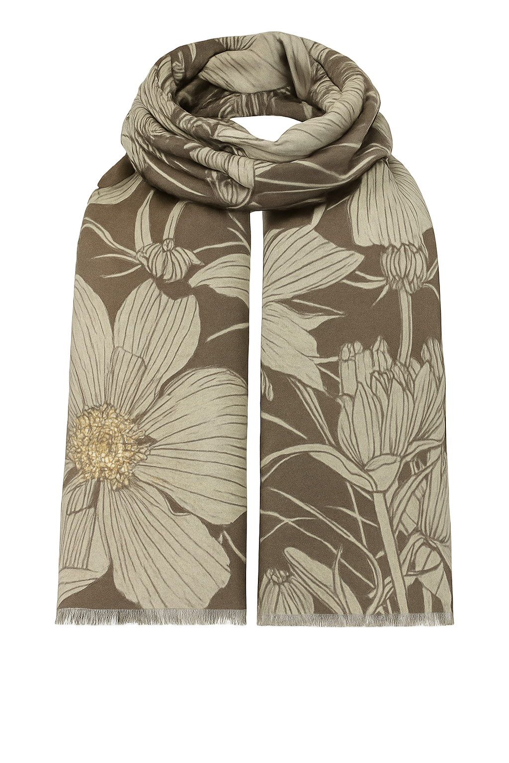 Tørklæde med store blomster og guld - ITJULI25 by Katier