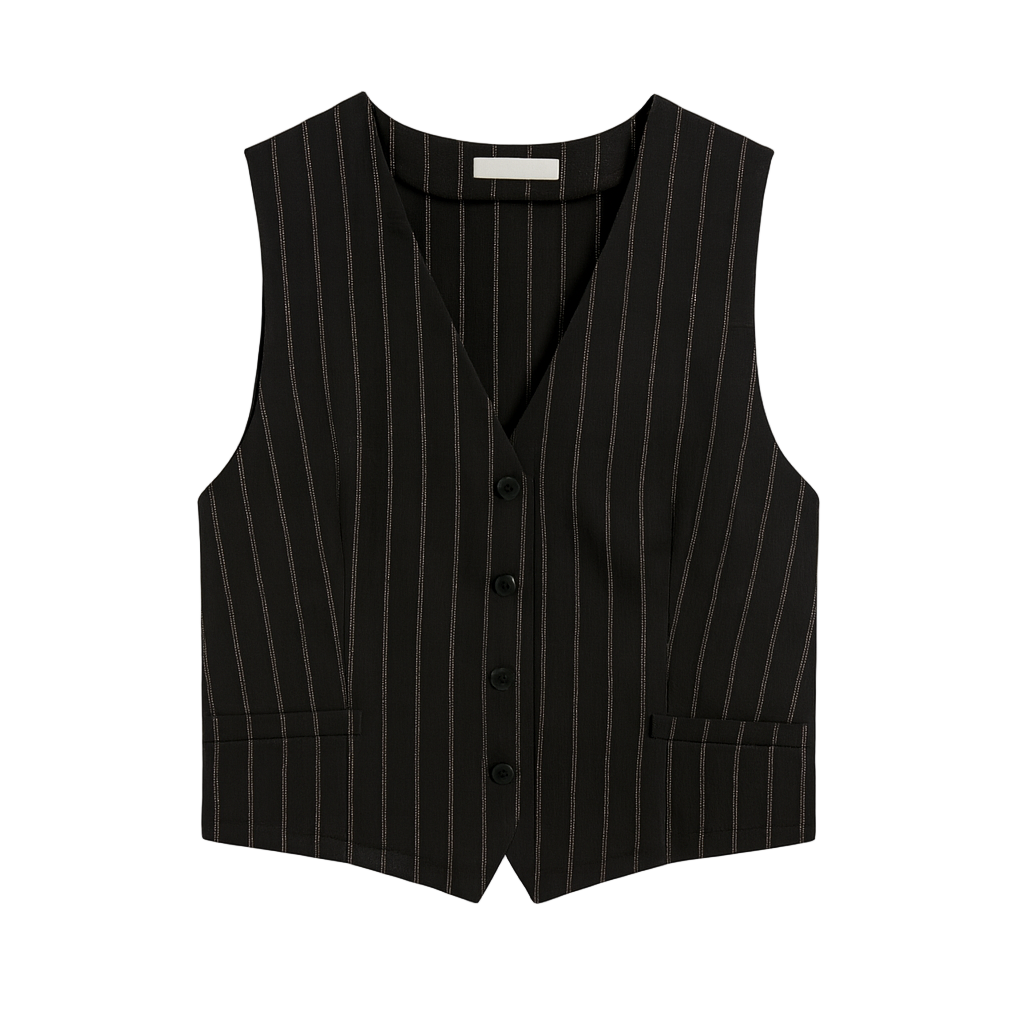 Vest med glimmer striber - brystmål 100cm