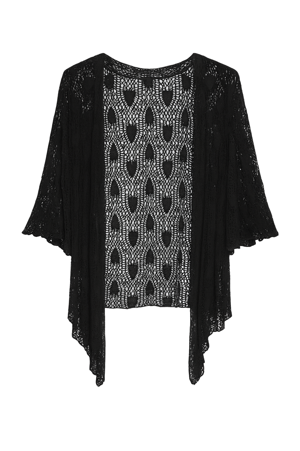 Hullet cardigan med bindebånd