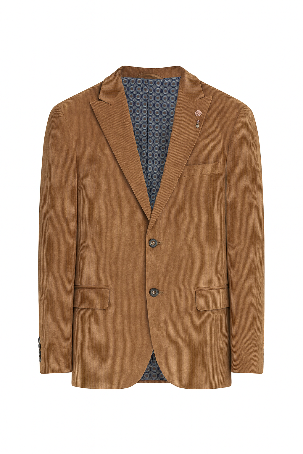 Brun blazer i fløjl med detalje på rever herre