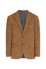 Brun blazer i fløjl med detalje på rever herre