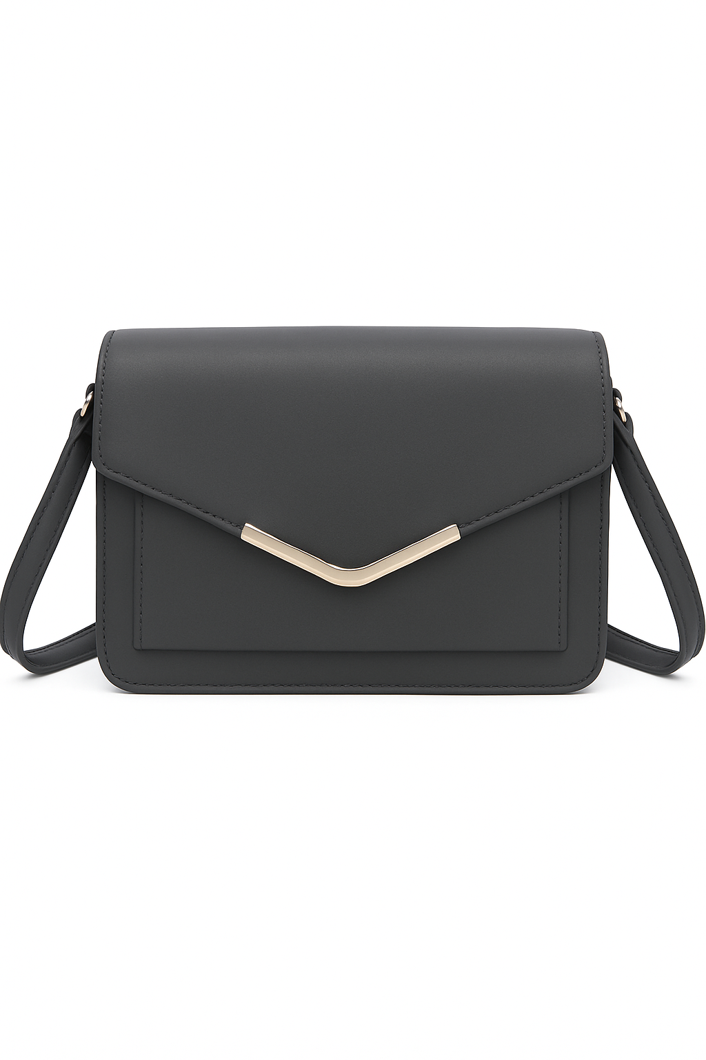Firkantet crossbody taske med guld detalje 16x8x23cm