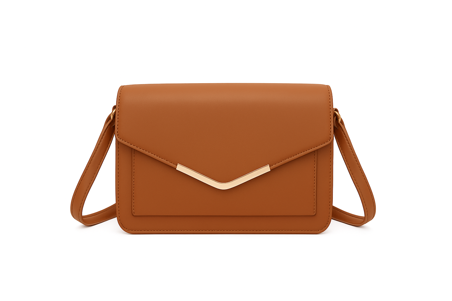 Firkantet crossbody taske med guld detalje 16x8x23cm