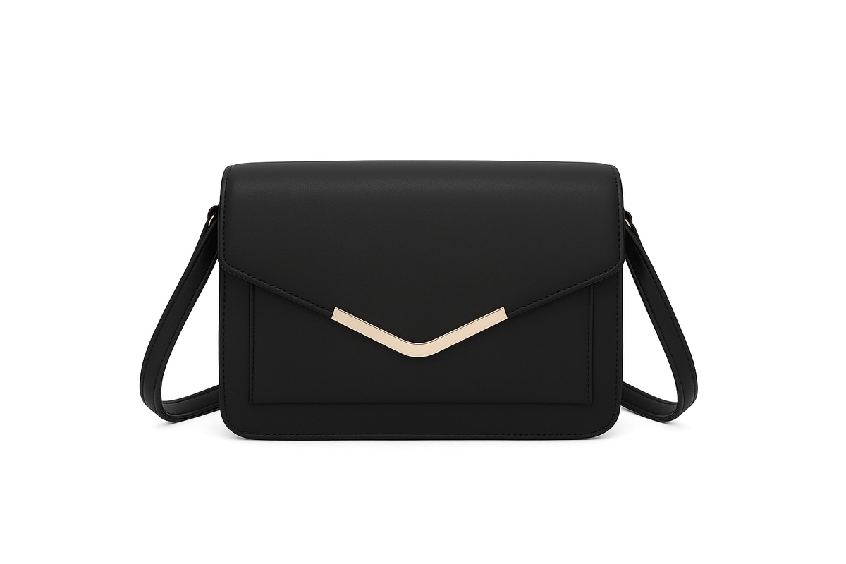Firkantet crossbody taske med guld detalje 16x8x23cm