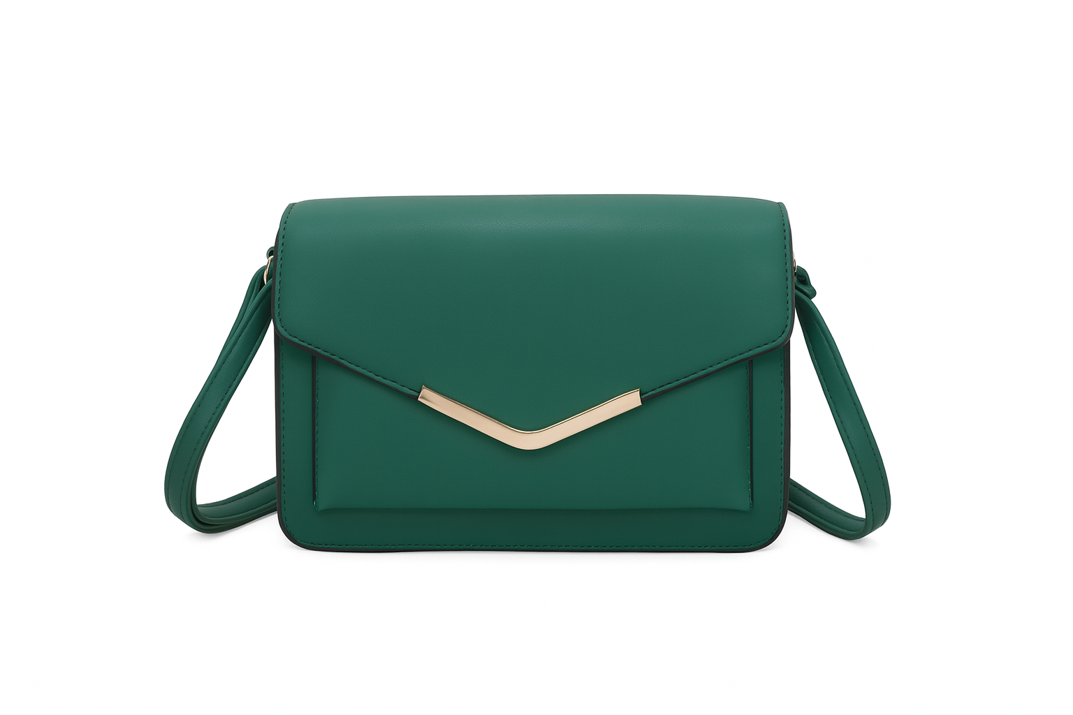 Firkantet crossbody taske med guld detalje 16x8x23cm