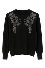 Striktrøje med broderi bling