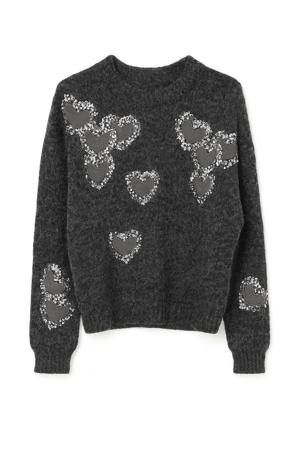 Striktrøje med paillet-hjerter by Krone 1