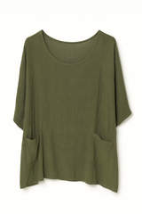 Oversize bluse med lommer - Brystmål 160cm