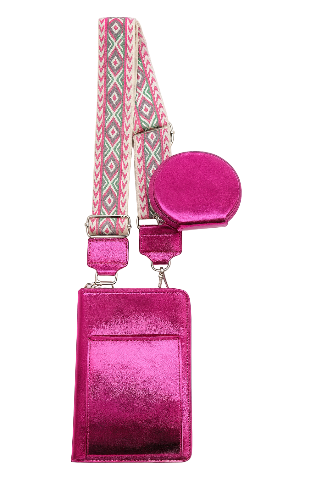Shiny telefontaske/pung med skulderstrop stående – 20cm x 11cm x 4cm