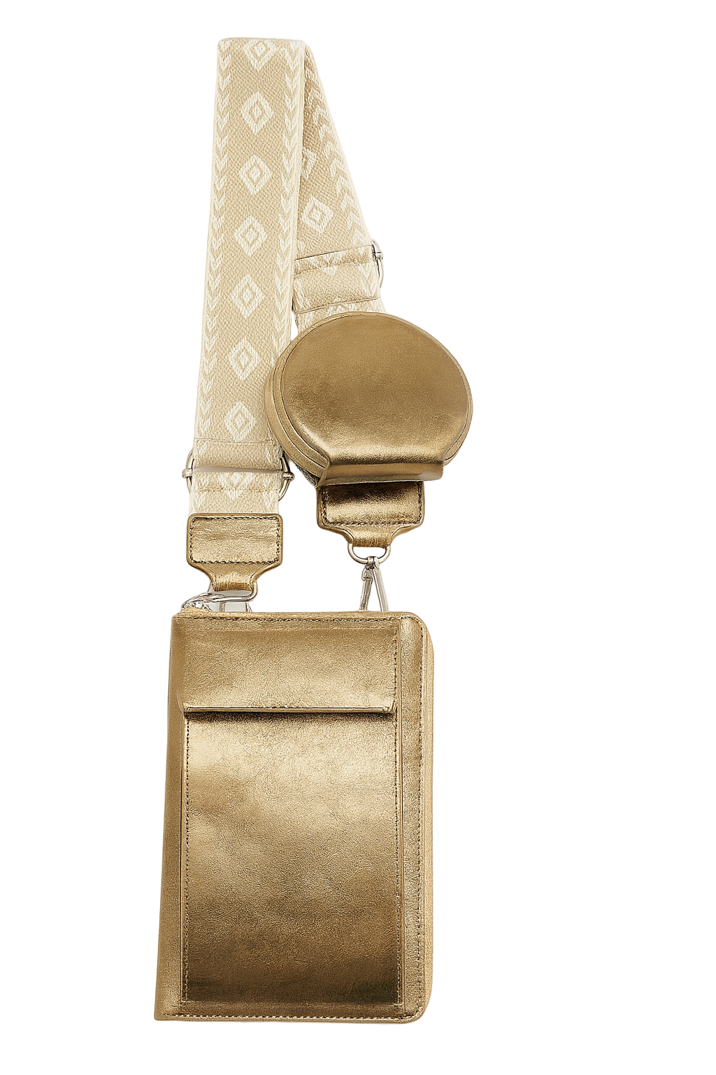 Shiny telefontaske/pung med skulderstrop stående – 20cm x 11cm x 4cm