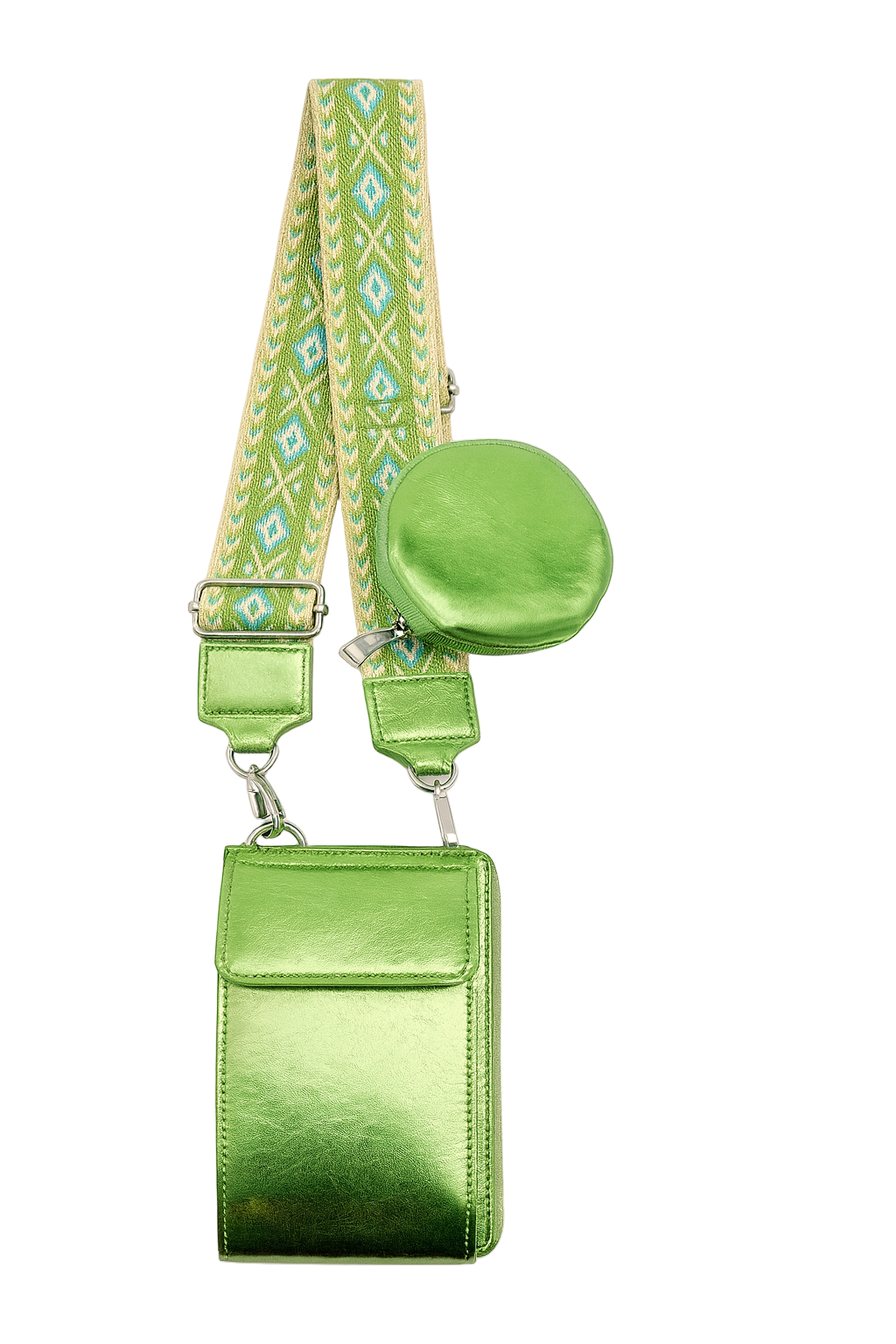 Shiny telefontaske/pung med skulderstrop stående – 20cm x 11cm x 4cm