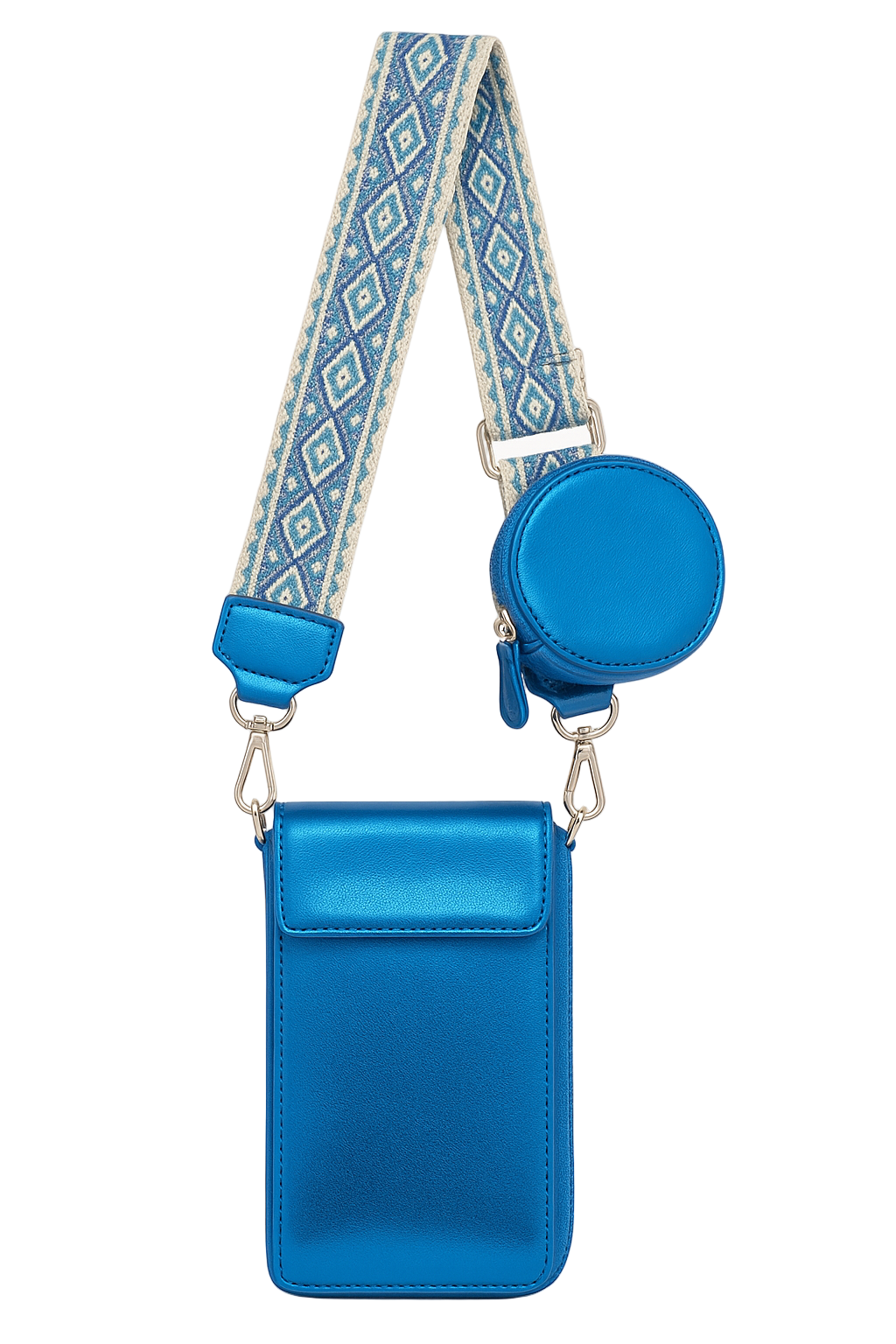 Shiny telefontaske/pung med skulderstrop stående – 20cm x 11cm x 4cm