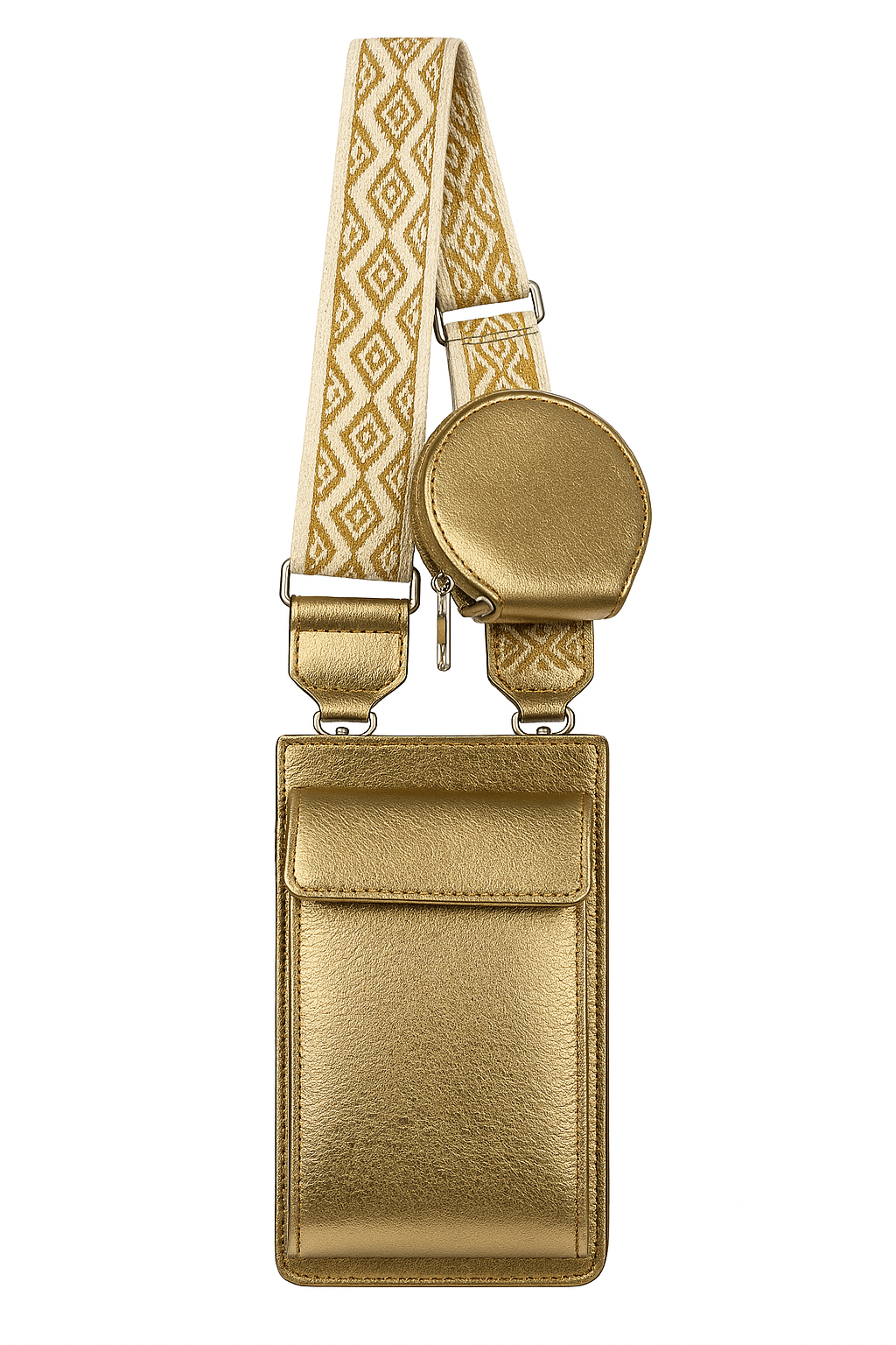 Shiny telefontaske/pung med skulderstrop stående – 20cm x 11cm x 4cm