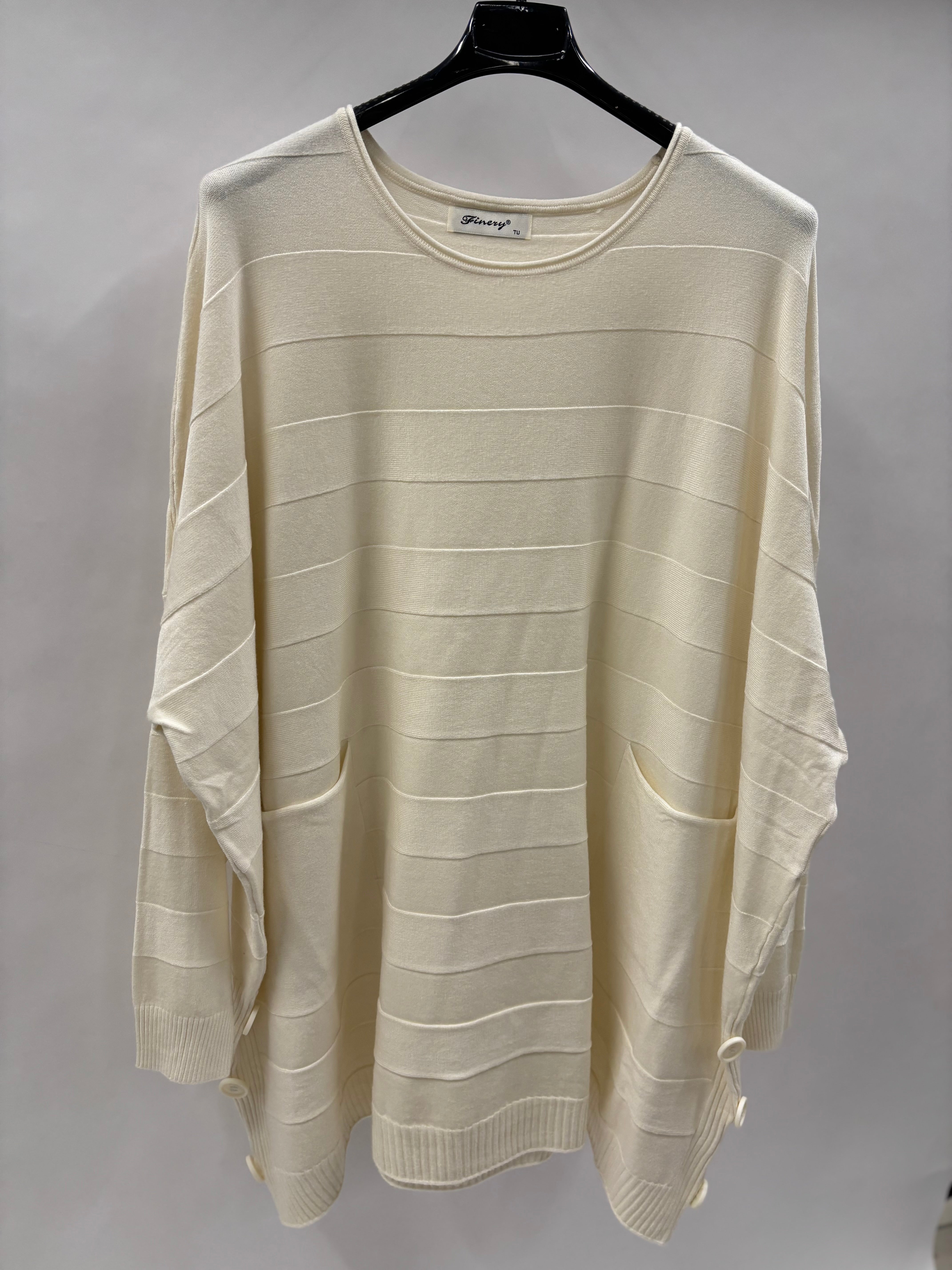 Ensfarvet Striktrøje, Bred Strib