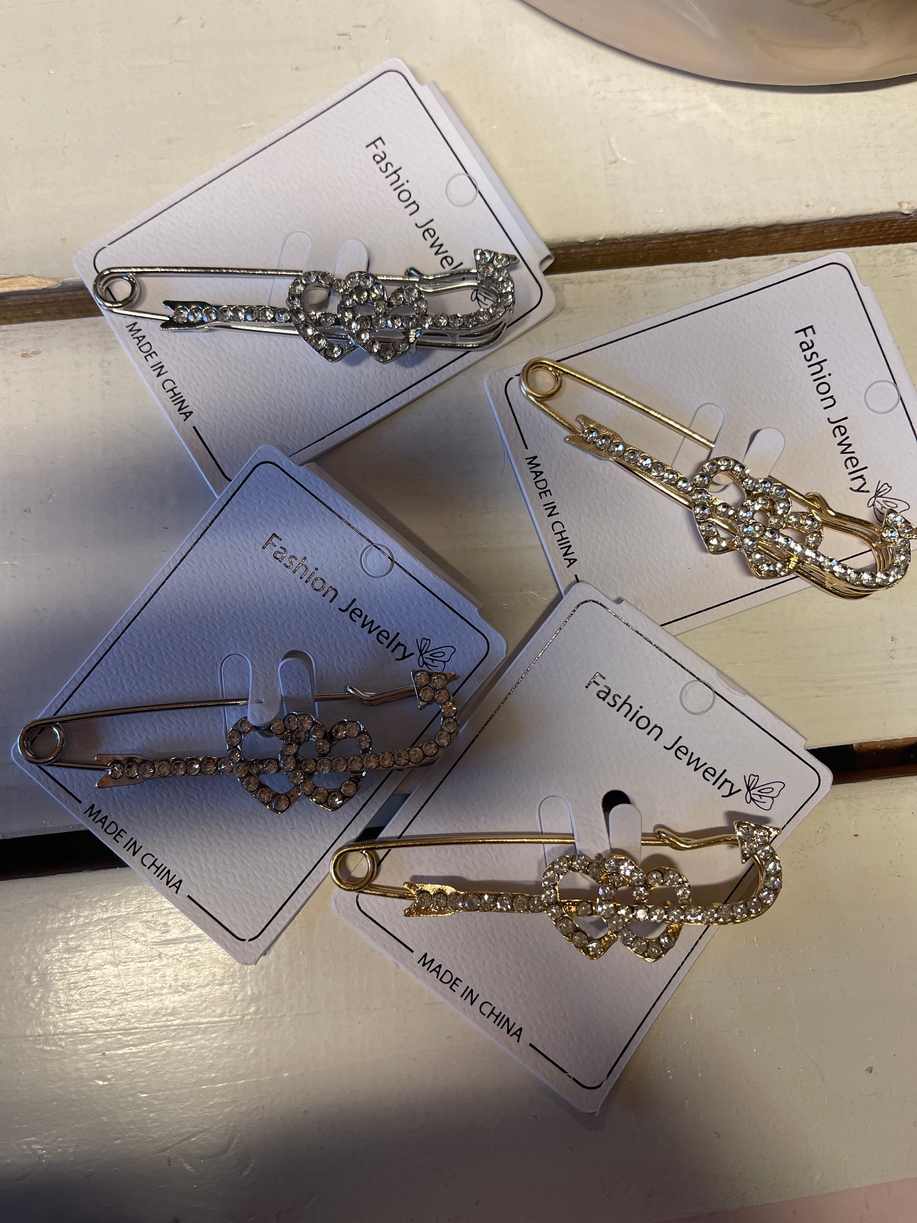 Bling broche - Sikkerhedsnål hjerte by Krone 1