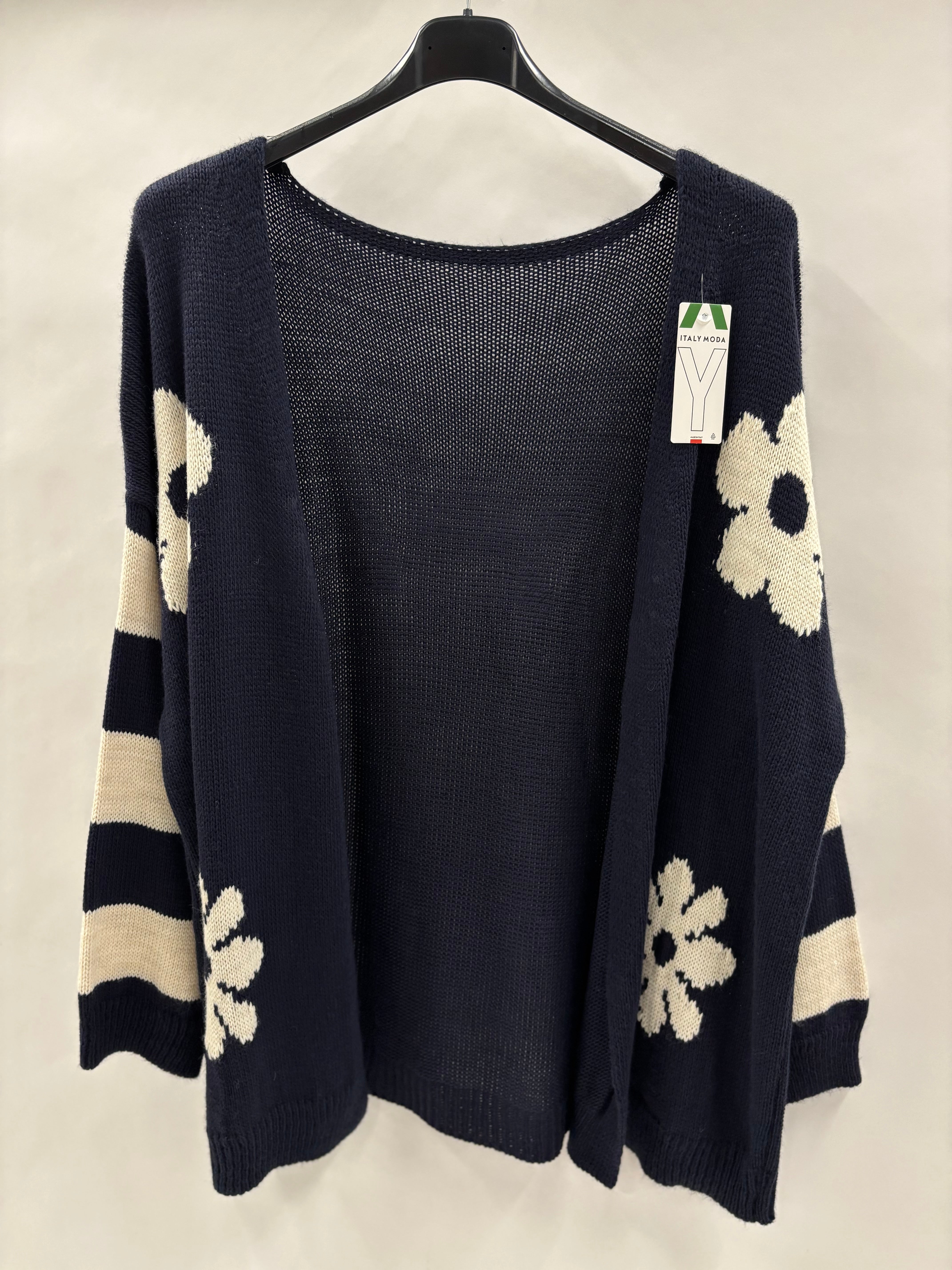 Strikcardigan, Blomster