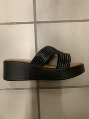 Kilehæl slip on sandaler med bling