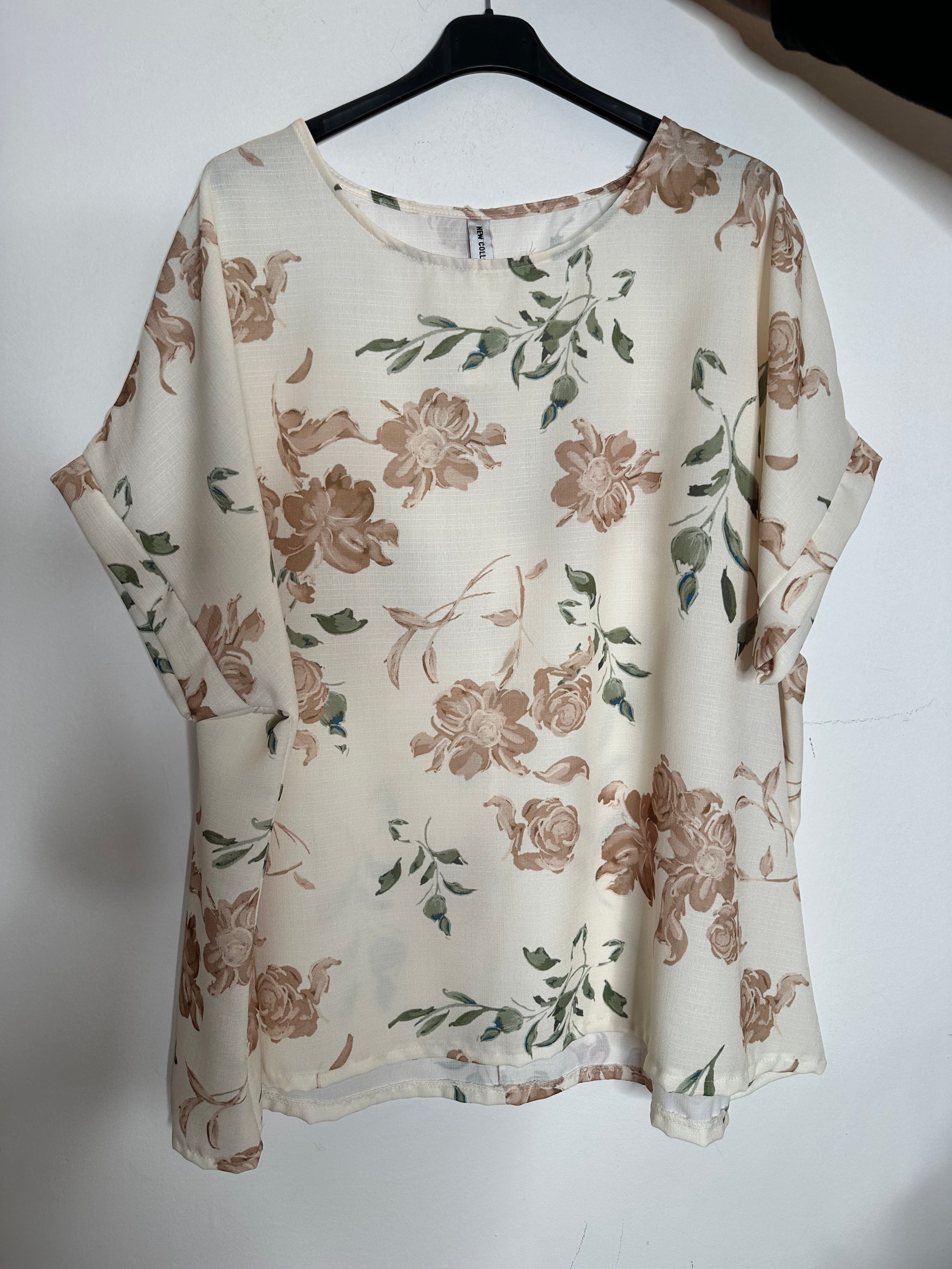 Hørlook bluse med blomster - ITJULI25