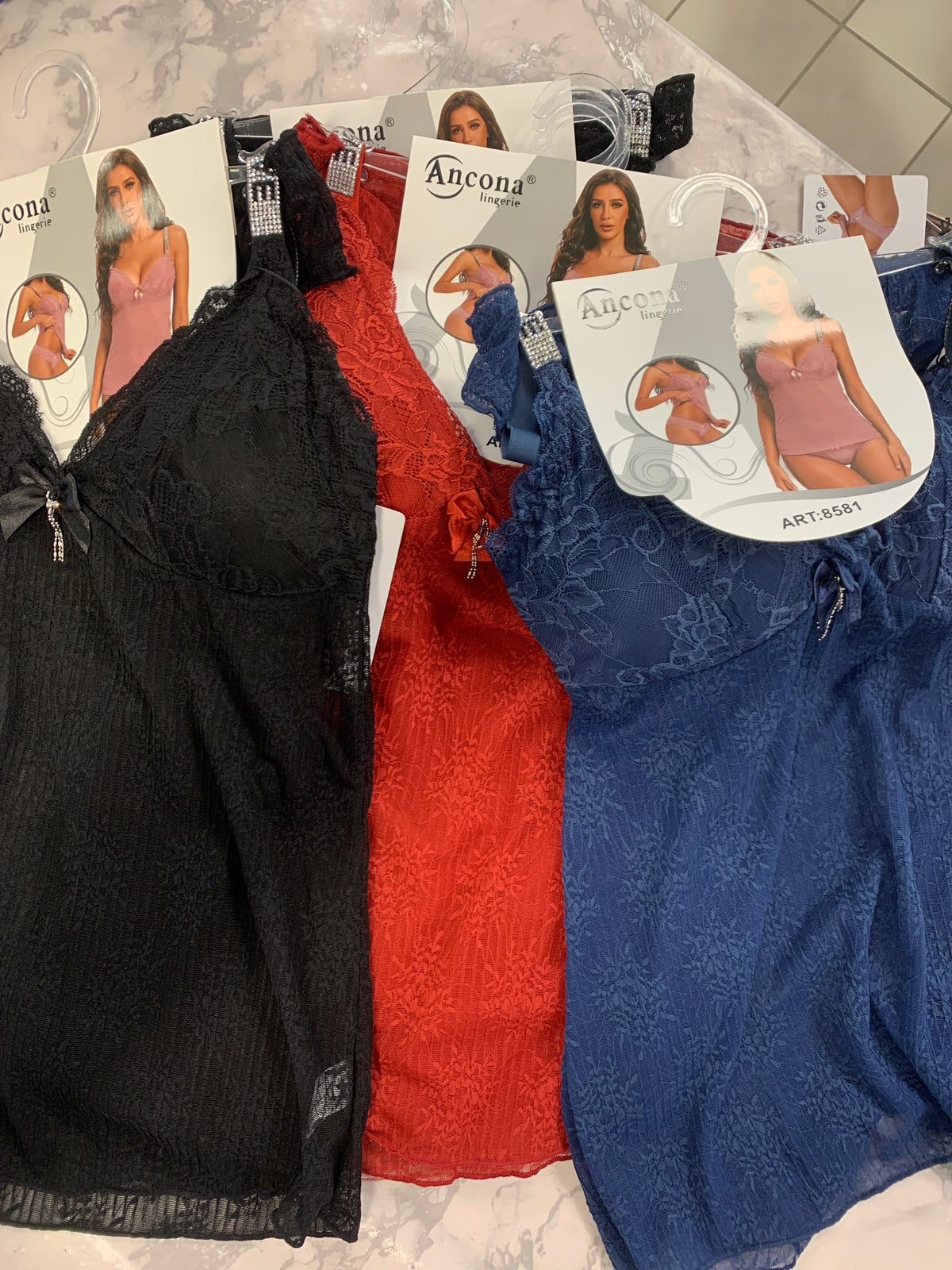 Lingeri sæt med bling L/XL- tilfældig farve.