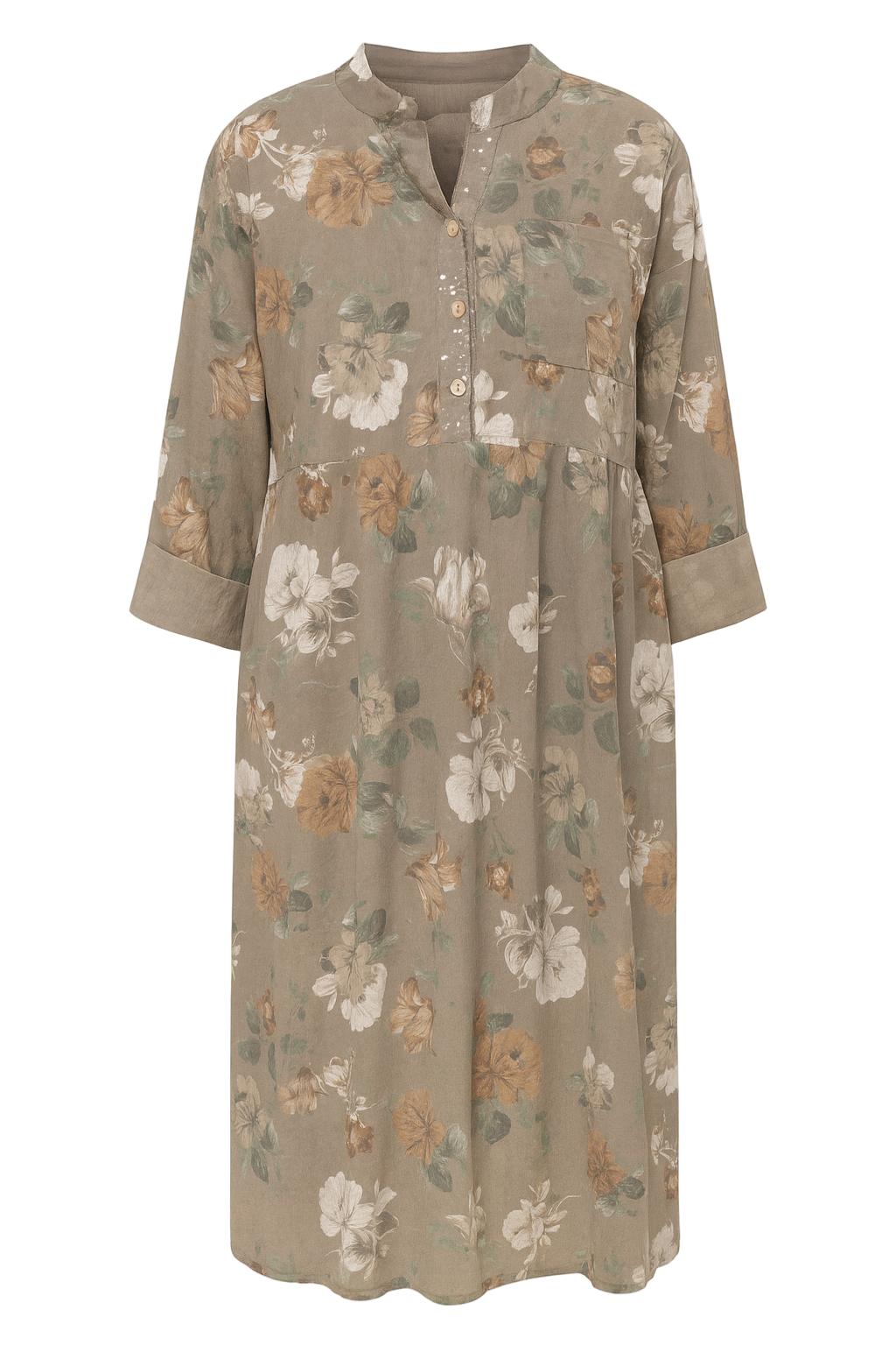 Fløjlskjole med blomster - Brystmål 130cm
