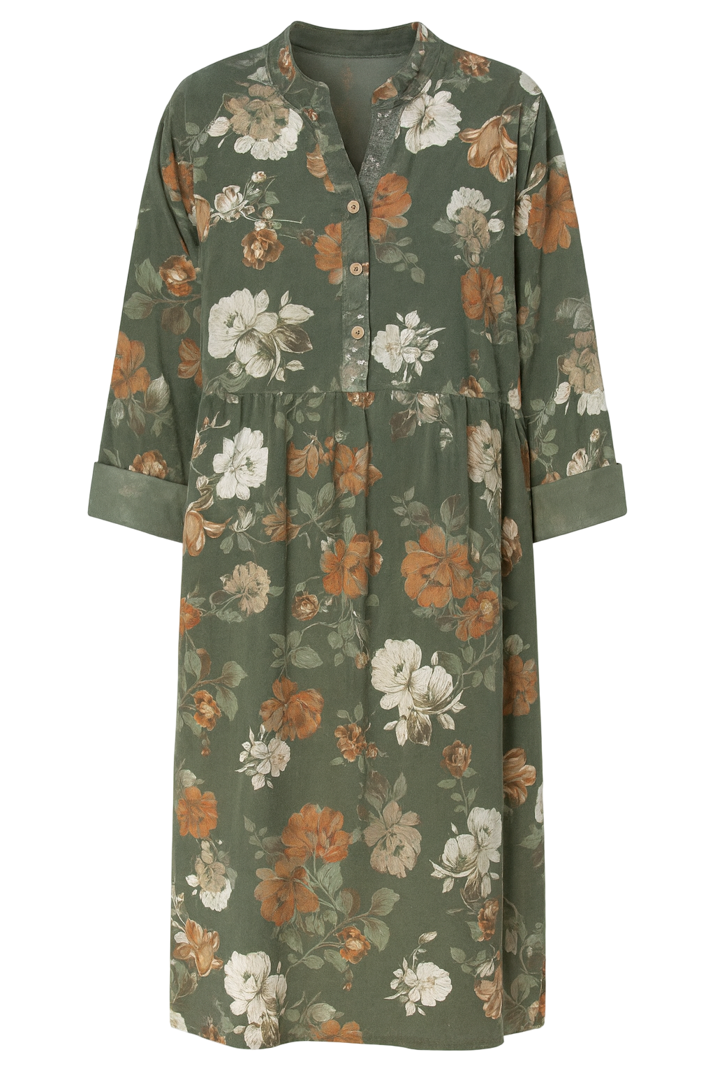 Fløjlskjole med blomster - Brystmål 130cm