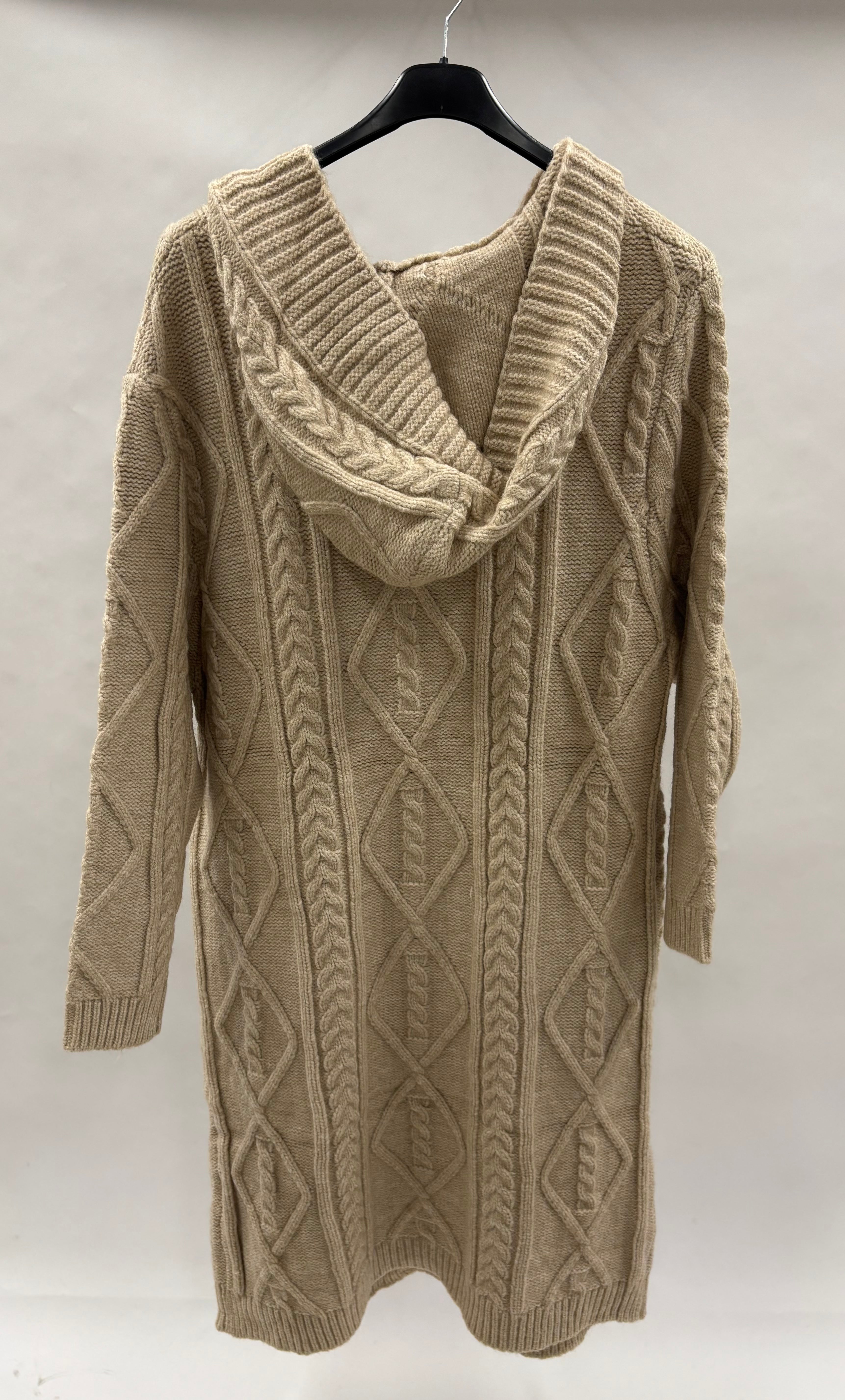 Kabelstrikket Cardigan Hætte