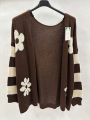 Strikcardigan, Blomster