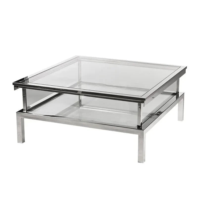 Sofabord Farley 100x100x40cm sølv glas