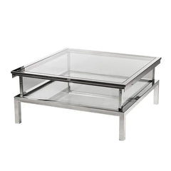 Sofabord Farley 100x100x40cm sølv glas