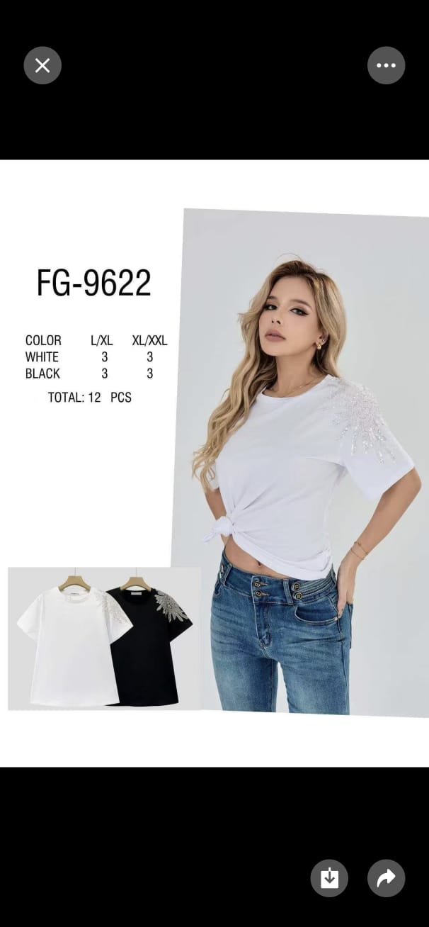 T-shirt med paillet på skuldre - ITMARTS25