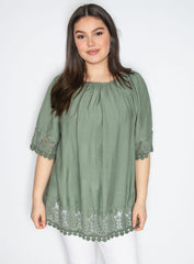 Bluse med blonde border - ITFEB25