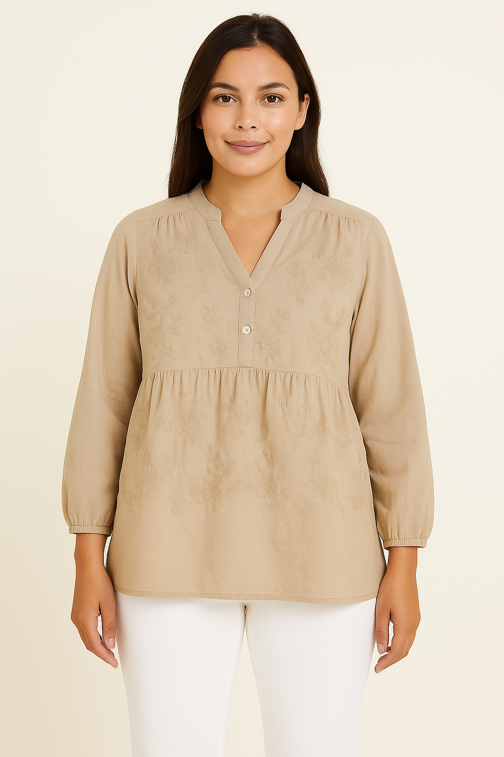 Skjorte med cool facon og broderi - ITMAJ25 by DLG