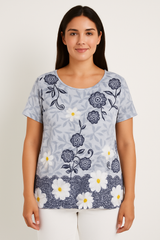 T-shirt med mix blomster print - ITMAJ25
