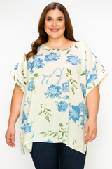 Hørlook bluse med blomster - ITJULI25