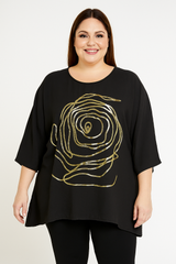 Bluse med guld rose - ITJULI25