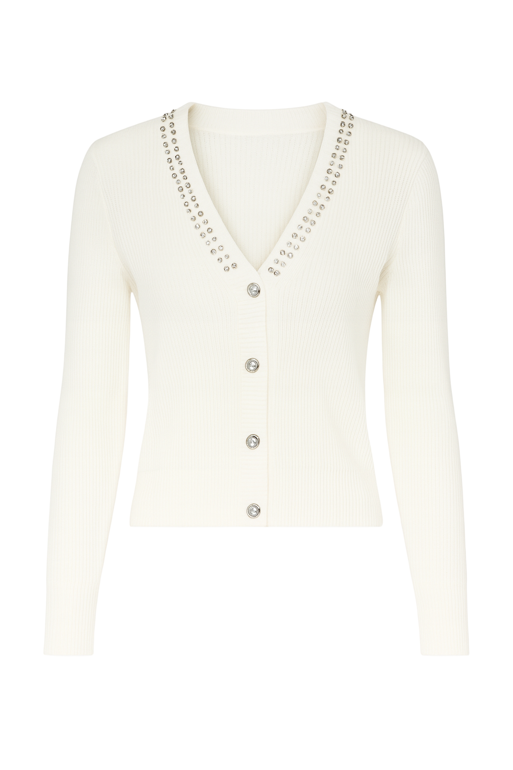 Strikcardigan med perler og bling - Str. 34-42
